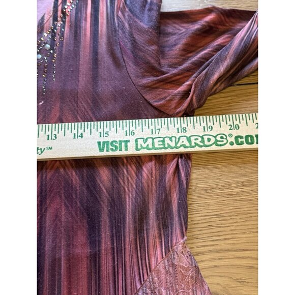 One World Live & Let Live Tunic Top Size Small Stretch Hi-Low Embellished Modern - Picture 5 of 15